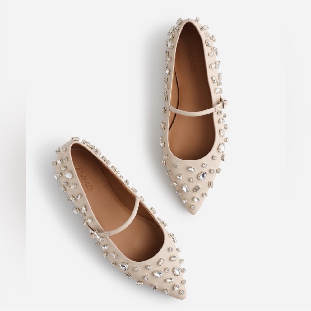 Madewell Elsie Jewel Cream Flats size 10